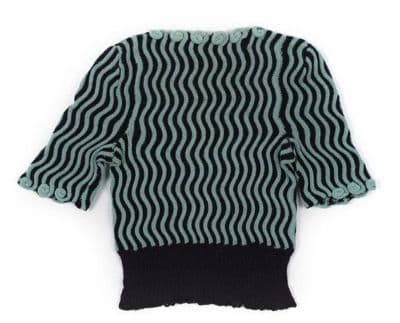 Hand-Knitted Sage Green Black Chevron Wool Jumper