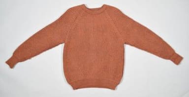 Brown Orange Ribbed Wool Fisherman's Jumper