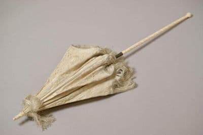 Cream Silk Taffeta Embroidered English Parasol