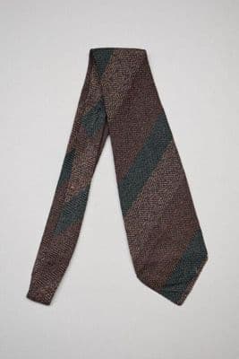 Green and Brown Striped Wool Necktie
