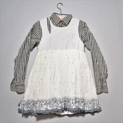 Black White Gingham Cotton Layered Shirt Apron