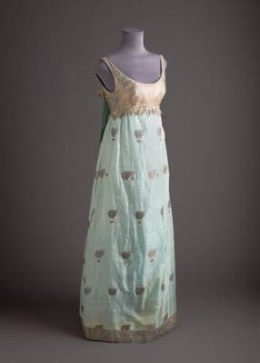 Pale Mint Green Silk Taffeta Brocade A-Line Gown