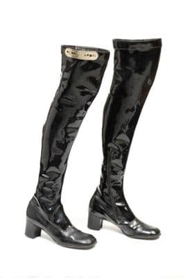 Black PVC Thigh-High Space Age Boots