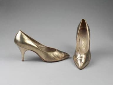 Metallic Gold Leather Pointed-Toe Kitten Heel Pumps