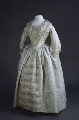 Ivory Watered Silk Wedding Dress with Lace Trim