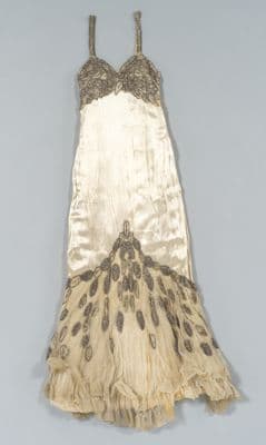 Cream Silk Satin Beaded Mermaid Evening Gown