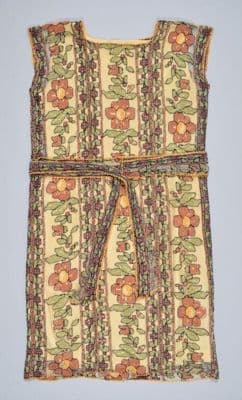 Cream Cotton Net Flapper Dress with Coral Florals