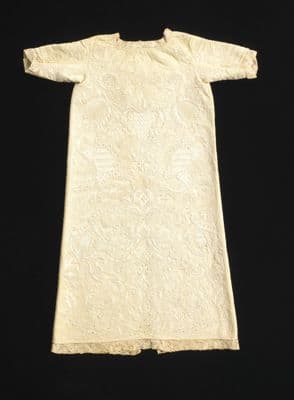 Cream Embroidered Linen Child's Christening Gown