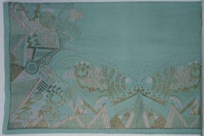 Sage Green Silk Crêpe Shawl with Metallic Threads