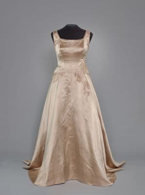 Champagne Silk Satin A-Line Evening Gown