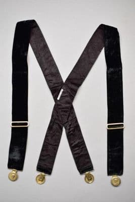 Deep Purple Velvet Dress Suspenders with Gold Details