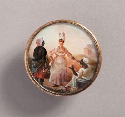 Painted Miniature Button with Ivory Backing