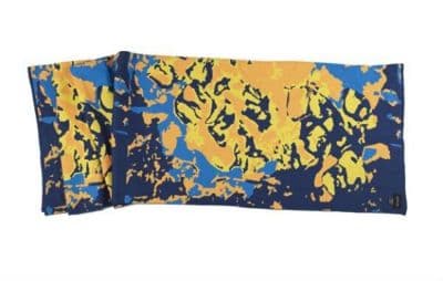 Golden Yellow Navy Blue Recycled Wool Printed Scarf