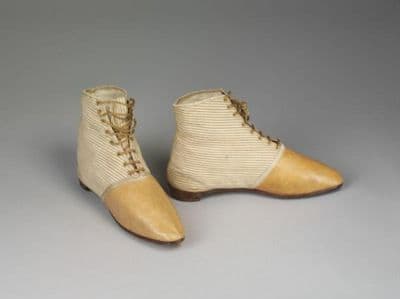 Cream Cotton Canvas Lace-Up Ankle Boots