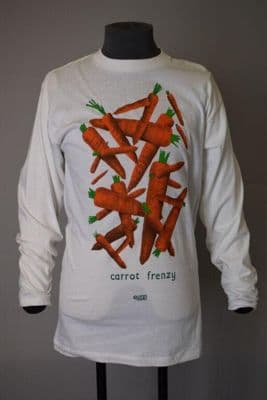 White Cotton Long-Sleeve Graphic Carrot Print T-Shirt