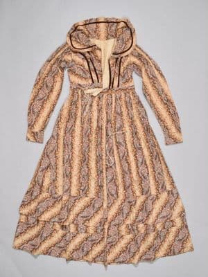 Peach Printed Cotton Day Dress with Hood