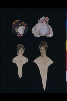 Pink and White Watercolor Paper Doll Bonnet