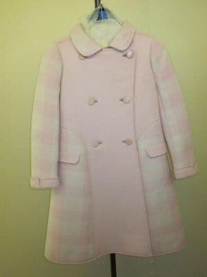 Pale Pink Gabardine Double-Breasted A-Line Coat