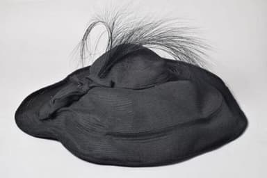 Black Buckram Oyster Shell Sculptural Cocktail Hat