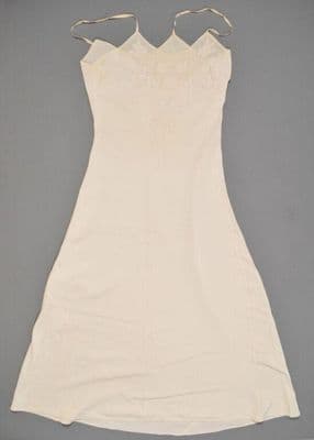 Cream Silk Bias-Cut Slip with Embroidered Georgette