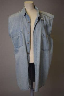 Blue Denim Sleeveless Shirt Dress