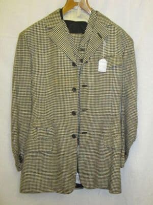 Brown Cream Houndstooth Three-Piece Linen Suit