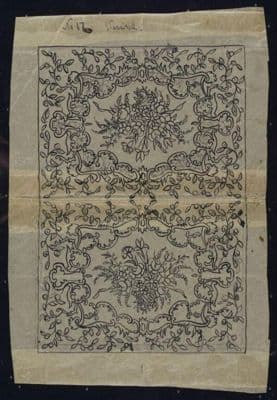 Black Ink Floral Design on Cream Canvas