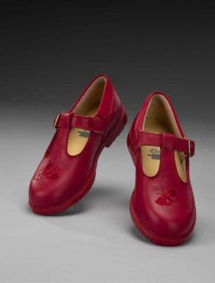 Deep Red Leather Children's T-Bar Mary Jane Shoes
