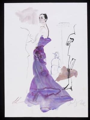 Deep Purple Silk Mermaid Couture Evening Gown