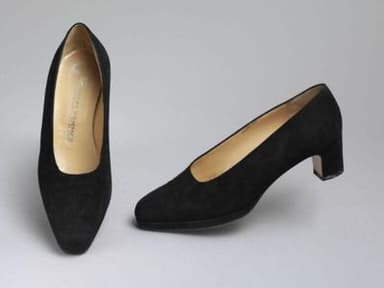 Black Suede Low-Heeled Court Shoes