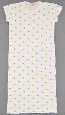 White Cotton T-Shirt Dress with Yellow Stars