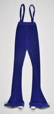 Blue Pleated Polyester Trousers with Attached Shoes