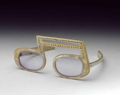 Champagne Gold Plastic Spectacles with Diamanté Embellishment