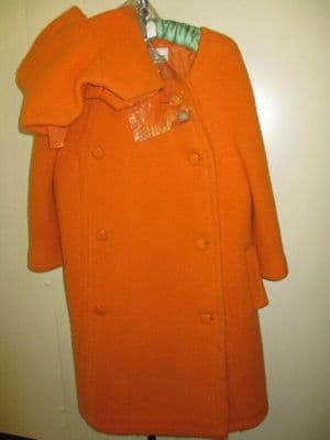 Bright Orange Wool A-Line Hooded Coat