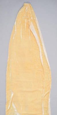 Wedding train, cream silk jersey velvet lined with ivory taffeta, Manila, Philippines, ca. 1935.