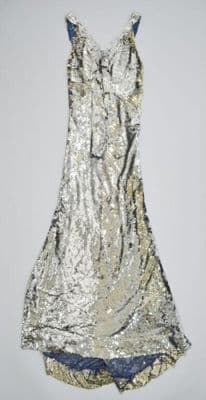 Silver Sequined Tulle Sleeveless Evening Gown