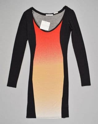 Black Coral Orange Gradient Viscose Bodycon Dress