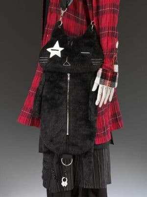 Black Synthetic Fur Structured Messenger Bag