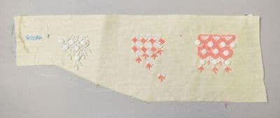 Cream Fabric Embroidery Sample with Coral Motifs