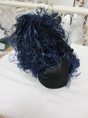 Navy Blue Silk Satin Hat with Ostrich Feathers