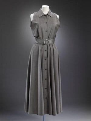 Iridescent Charcoal Sharkskin Sleeveless Shirt Dress