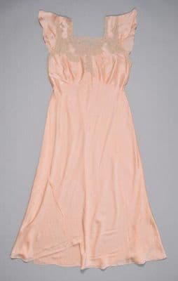 Pale Pink Silk Crêpe-de-Chine Nightgown with Lace