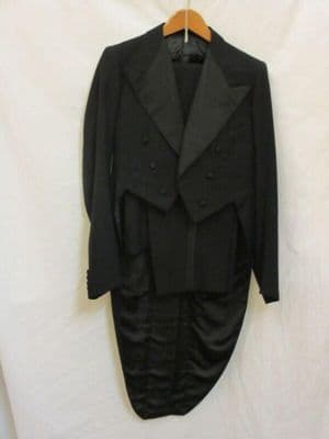 Black Figured Wool Evening Dress Tailcoat