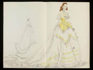 Pale Yellow Silk Taffeta Ball Gown with Train