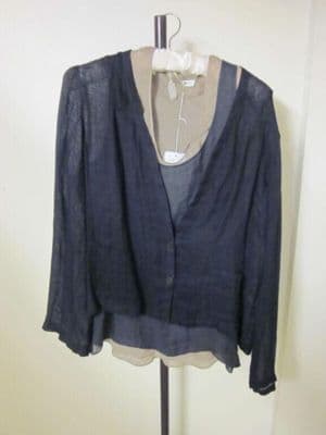 Charcoal Linen Single-Breasted Oversized Blazer