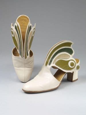 Cream Leather Platform Mules with Sculptural Heel