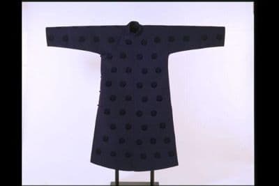Navy Blue Cut Silk Velvet Chinese Robe