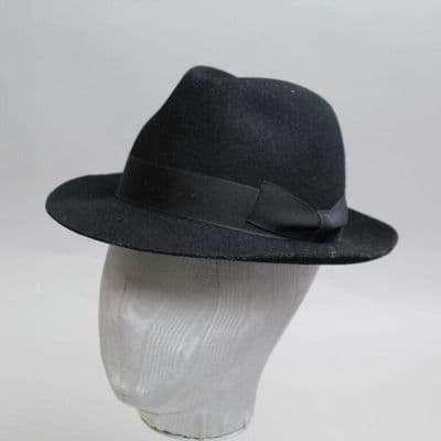 Black Wool Felt Fedora Hat