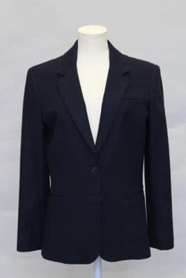 Navy Wool Structured Blazer with Notched Lapels