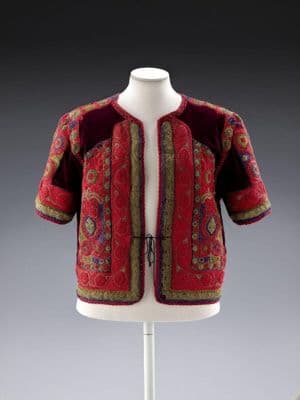 Embroidered Red Velvet Palestinian Taqsireh Jacket